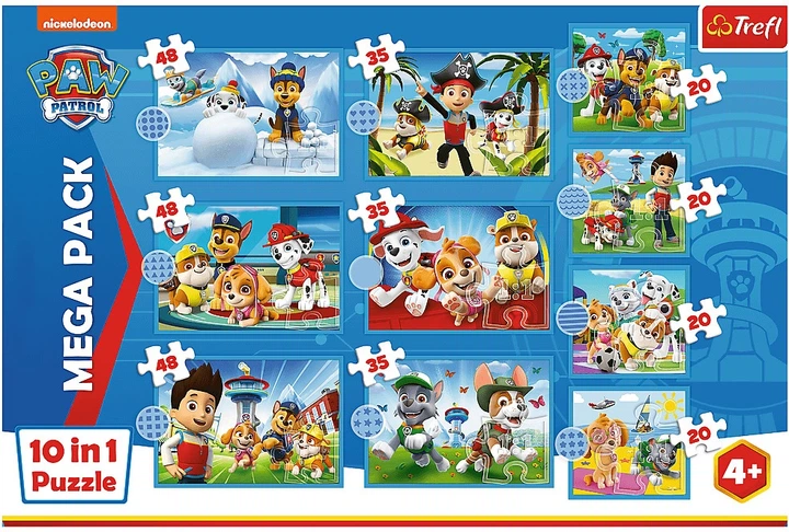 Zestaw puzzle Trefl 10 w 1 Paw Patrol: Niezawodna druzyna Psiego Patrolu 20/35/48 elementów 96011 (5900511960112) - obraz 2