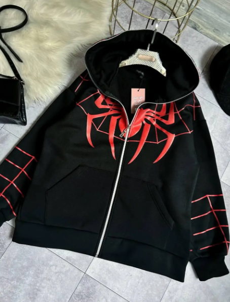 Детская подростковая толстовка Олимпийка Спайдермен Человек-Паук Spiderman Харадзюку черная,р.110-170 см - Фото 4 Детская подростковая толстовка Олимпийка Спайдермен Человек-Паук Spiderman Харадзюку черная,р.110-170 см - изображение 4