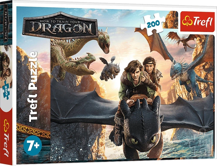 Пазл Trefl How to train your Dragon: Шкряботик і друзі 200 елементів 13348 (5900511133486) - зображення 1