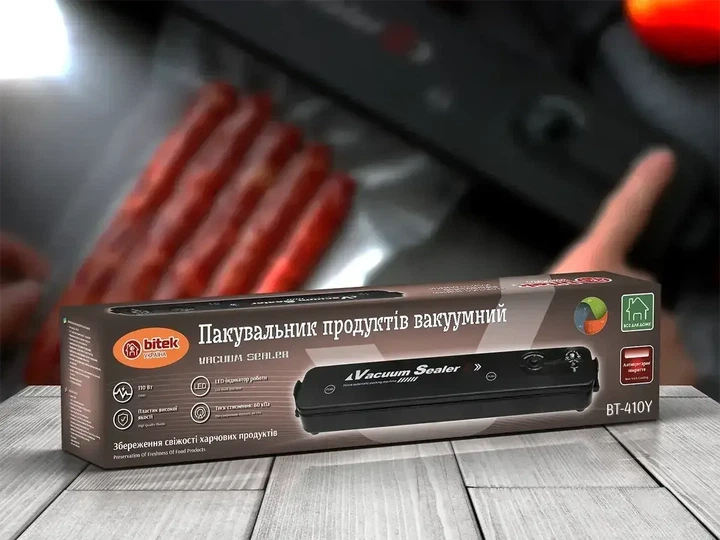 Вакуумный упаковщик для продуктов и пакеты для вакууматора BITEK BT-410Y, домашний вакууматор - изображение 2