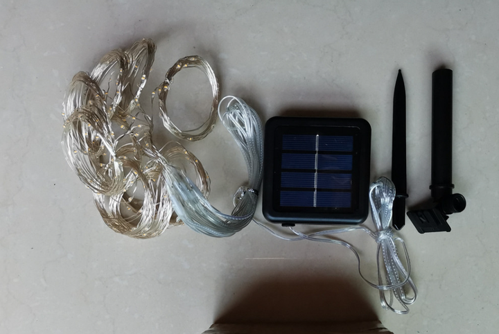 Гірлянда зовнішня водонепроникна шторка 3м*3м 300 LED зарядка від сонця тепле світло - изображение 4