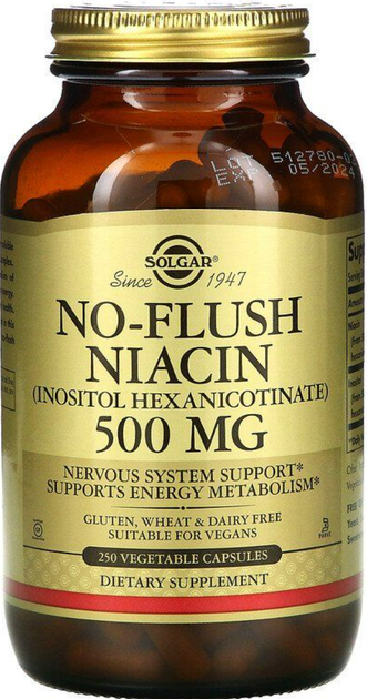 Ниацин Solgar инозитол витамин В3 500 No-Flush Niacin 250 капсул ARE-576506 - Фото 1 Ниацин Solgar инозитол витамин В3 500 No-Flush Niacin 250 капсул ARE-576506 - изображение 1