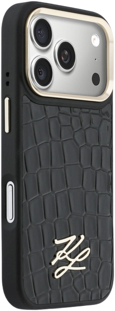 Etui Karl Lagerfeld Croco KL Script Logo MagSafe do Apple iPhone 17 Pro Black (3666339601737) - obraz 4