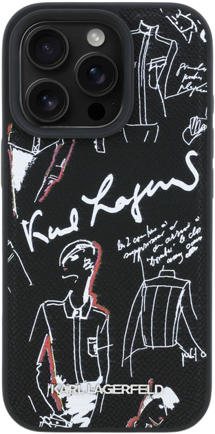 Etui Karl Lagerfeld Grained Pattern & Logo MagSafe do Apple iPhone 16 Pro Max Black (3666339463335) - obraz 3