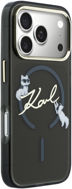 Etui Karl Lagerfeld IML Choupettes Karl  Script Logo MagSafe do Apple iPhone 17 Pro Black (3666339605896) - obraz 4