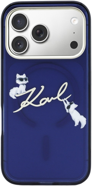 Etui Karl Lagerfeld IML Choupettes Karl  Script Logo MagSafe do Apple iPhone 17 Pro Max Blue (3666339606701) - obraz 3