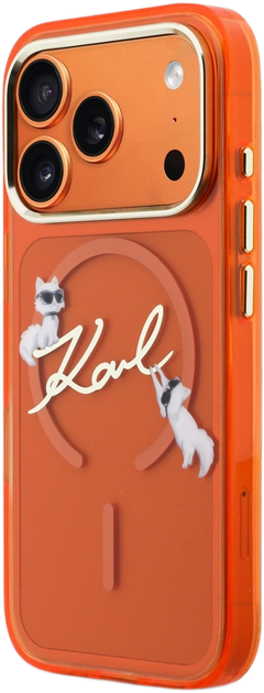 Etui Karl Lagerfeld IML Choupettes Karl  Script Logo MagSafe do Apple iPhone 17 Pro Max Orange (3666339606541) - obraz 2
