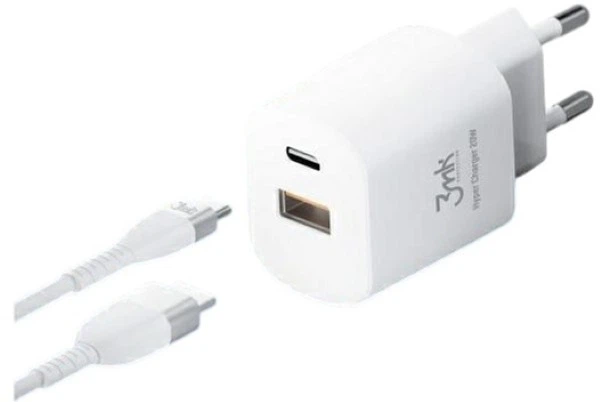 Ładowarka sieciowa 3MK Hyper GaN Charger 20 W 1 x USB Type-C + 1 x USB-A PD/QC (5903108447003) - obraz 3