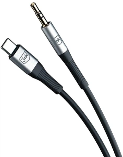 Kabel 3MK AUX USB-C - Jack 3.5 mm 1 m Black (5903108528788) - obraz 4