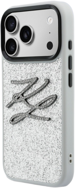 Etui Karl Lagerfeld IML Glitter KL Diamond Logo do Apple iPhone 17 Pro Max Silver (3666339604783) - obraz 2