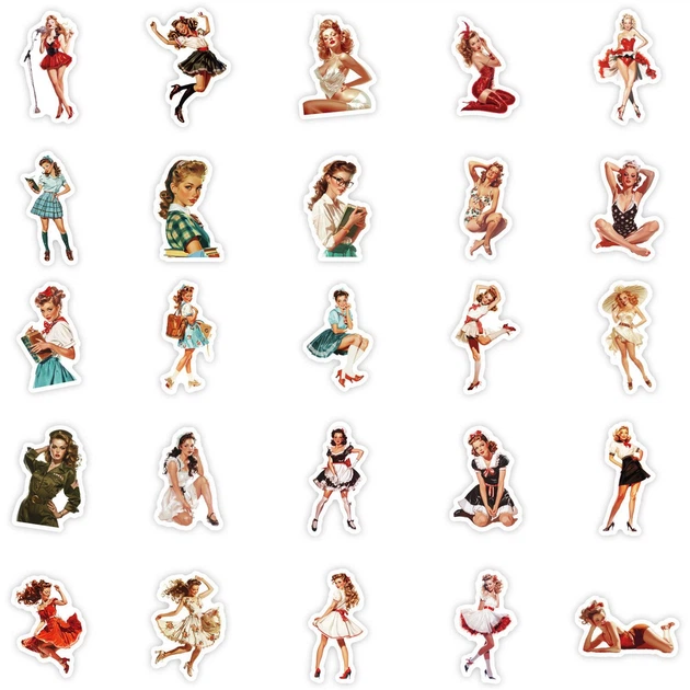 Набор виниловых наклеек стикеров LTC Стикерпак Retro Pin-Up Illustration 50 шт. (L24062402B) - изображение 5