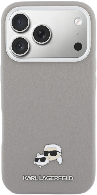 Etui Karl Lagerfeld Karl & Choupette Head Pins Saffiano MagSafe do Apple iPhone 17 Pro Grey (3666339599812) - obraz 3