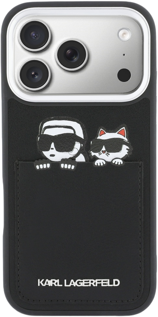 Etui Karl Lagerfeld Karl & Choupette Print & Pocket do Apple iPhone 17 Pro Black (3666339605254) - obraz 3