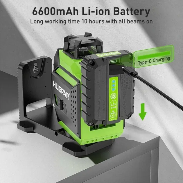 Лазерный уровень нивелир Huepar 703CG 3D Premium 6600мАh Зеленый луч HDSYR_8099 - изображение 3