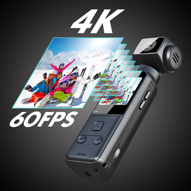 Нагрудна екшн камера 4K з аудіо та відео, камера для відеоблогу/від першої особи з об'єктивом, що обертається на 270° - Фото 2 Нагрудна екшн камера 4K з аудіо та відео, камера для відеоблогу/від першої особи з об'єктивом, що обертається на 270° - зображення 2