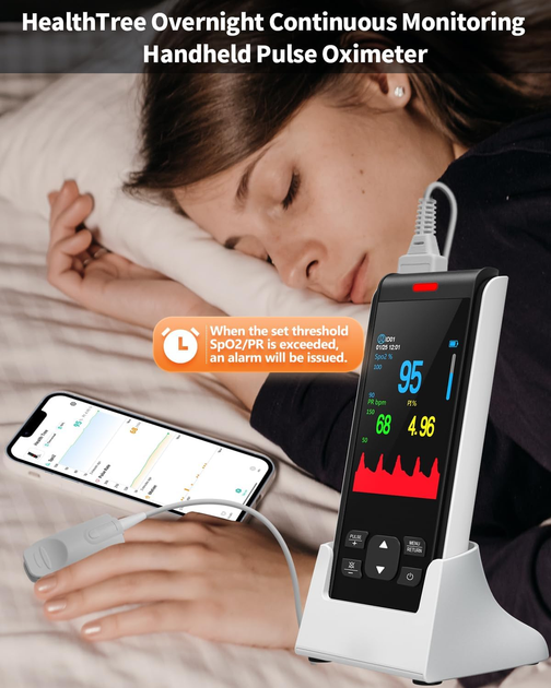 Пульсоксиметр акумуляторний на палець HealthTree JKS50F Bluetooth — Портативний оксиметр з OLED-дисплеєм та пам'яттю (НТ-JKS50F) - зображення 5