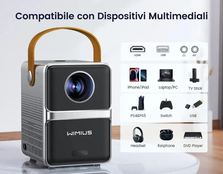 Проектор Wimius P61 мини для домашних кинотеатров с Wi-Fi Bluetooth 280 ANSI 1080P электрическая фокусировка - изображение 6