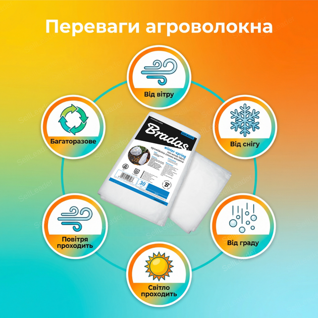 Агроволокно Bradas 30г/м² 2.1x10м с уф защитой спанбонд для грядок цветов овощей агротекстиль полипропилен - изображение 2