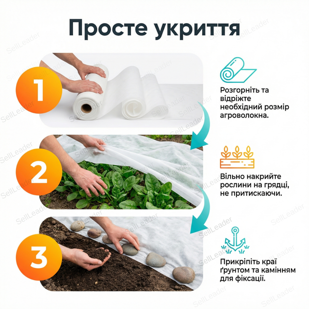 Агроволокно Bradas 30г/м² 2.1x10м с уф защитой спанбонд для грядок цветов овощей агротекстиль полипропилен - изображение 8