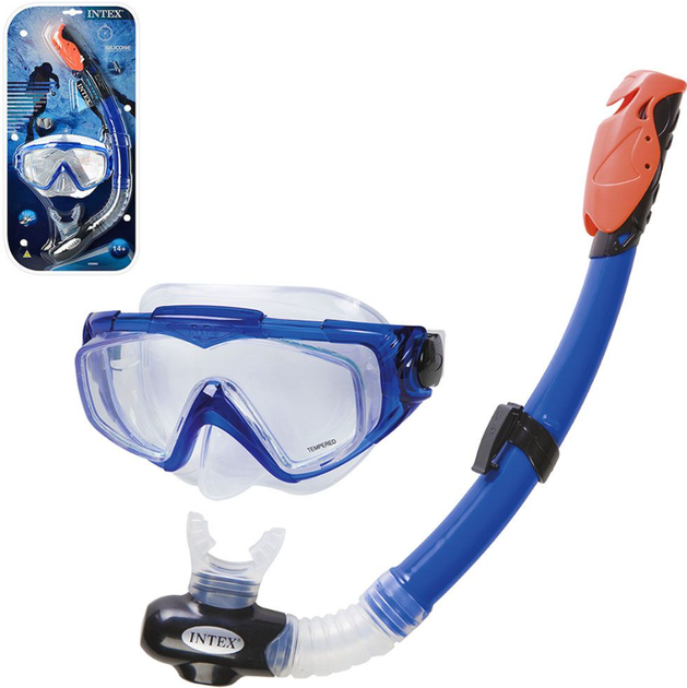 Набор для плавания Intex 55962: маска и трубка Silicone Aqua Pro, от 14 лет, стекло Anti-fog, регулируемый - Фото 1 Набор для плавания Intex 55962: маска и трубка Silicone Aqua Pro, от 14 лет, стекло Anti-fog, регулируемый - изображение 1