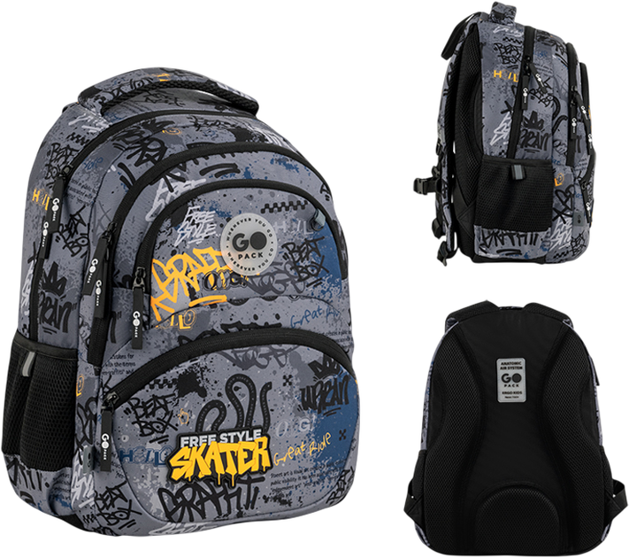 Рюкзак GoPack з ортопедичною спинкою Education Free Style 40x30x15 см Темно-сірий (GO26-175M-5) - зображення 2