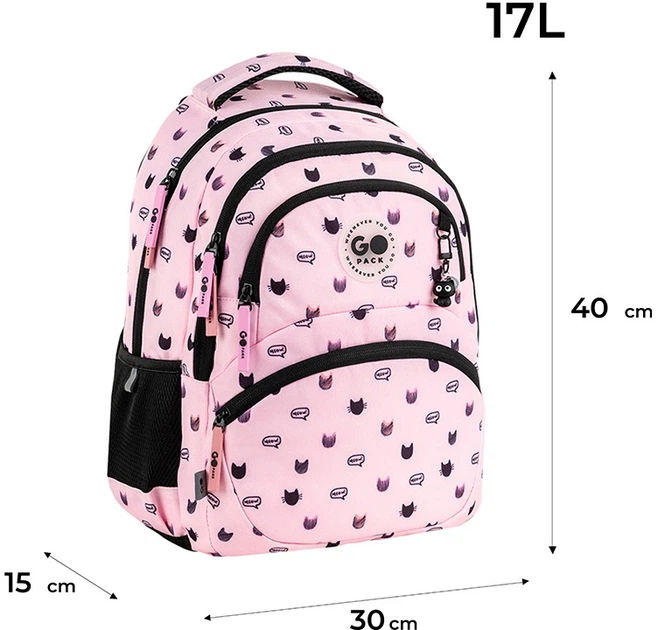 Рюкзак GoPack с ортопедической спинкой Education Meow Cats 40x30x15 см Розовый (GO26-175M-1) - Фото 3 Рюкзак GoPack с ортопедической спинкой Education Meow Cats 40x30x15 см Розовый (GO26-175M-1) - изображение 3