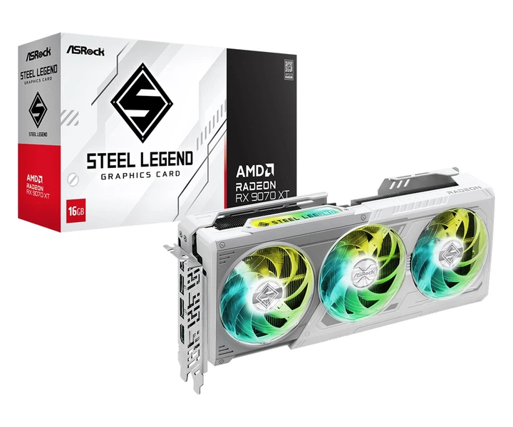 Видеокарта ASRock Radeon RX 9070 XT Steel Legend 16GB (RX9070XT SL 16G) - Фото 1 Видеокарта ASRock Radeon RX 9070 XT Steel Legend 16GB (RX9070XT SL 16G) - изображение 1