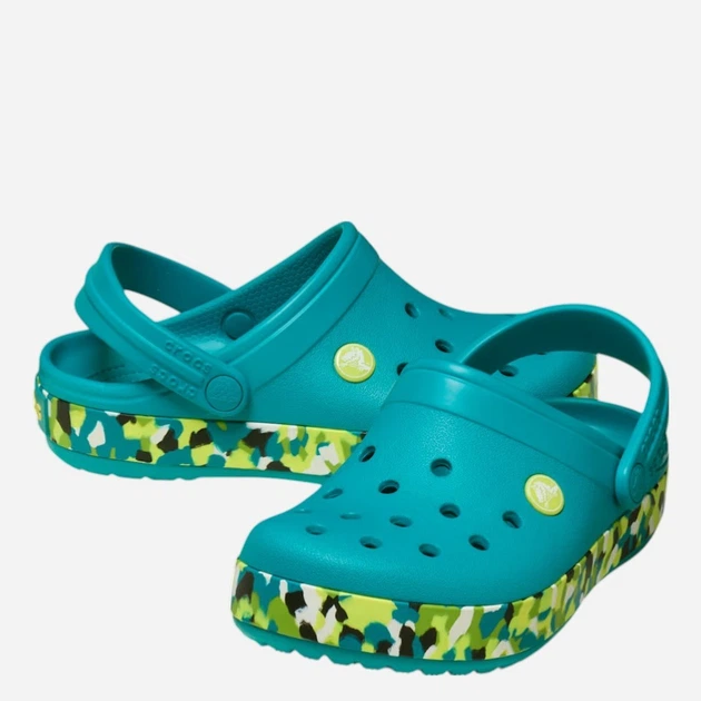 Дитячі крокси-сабо для дівчинки Crocs Crocband Glow Confetti Band Clog K 212523-3BU 33-34 Бірюзові (198445347726) - зображення 3
