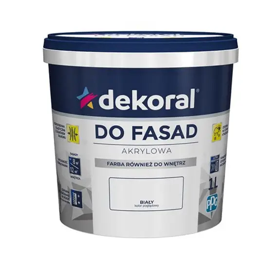 Фарба фасадна DEKORAL DO FASAD, біла, 1 л - Фото 4 Фарба фасадна DEKORAL DO FASAD, біла, 1 л - изображение 4