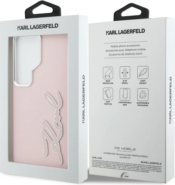 Чохол Karl Lagerfeld Grained Signature Metal Resin Logo для Samsung Galaxy S26 Ultra Pink (KLHCS26LPGFKSRSP) - зображення 8