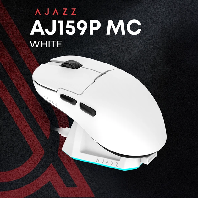 Ігрова бездротова миша Ajazz AJ159P MC -3 Mod-White-3311 Charging Dock - Фото 5 Ігрова бездротова миша Ajazz AJ159P MC -3 Mod-White-3311 Charging Dock - изображение 5