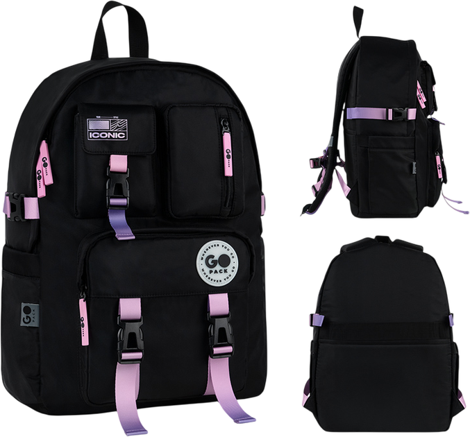 Рюкзак GoPack Education Teens 43x30.5x14 см Чорний (GO26-2500L-2) - Фото 2 Рюкзак GoPack Education Teens 43x30.5x14 см Чорний (GO26-2500L-2) - зображення 2