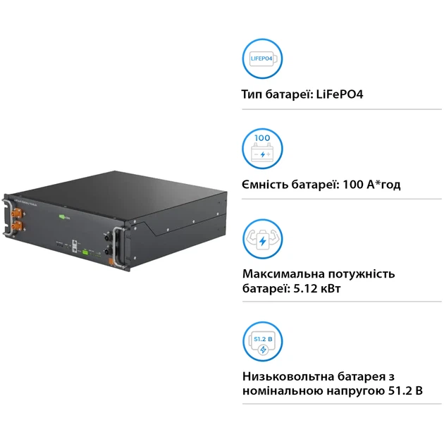 Акумуляторна батарея Ecosolex RS-R51100A 51.2V 100Ah 5.12kWh LiFePo4 (RS-R51100A) - Фото 3 Акумуляторна батарея Ecosolex RS-R51100A 51.2V 100Ah 5.12kWh LiFePo4 (RS-R51100A) - зображення 3