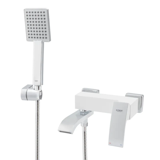 Смеситель для ванны Koer KB-41007-04 с коротким изливом (Цвет хром+белый) (KR5157) - изображение 4