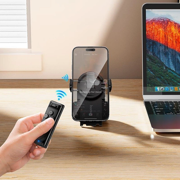 Держатель для смартфона Hoco K33 (Bluetooth 5.4, управление камерой, приложениями, пульт управления, для смартфонов 4.5–7.0") - Черный - изображение 2