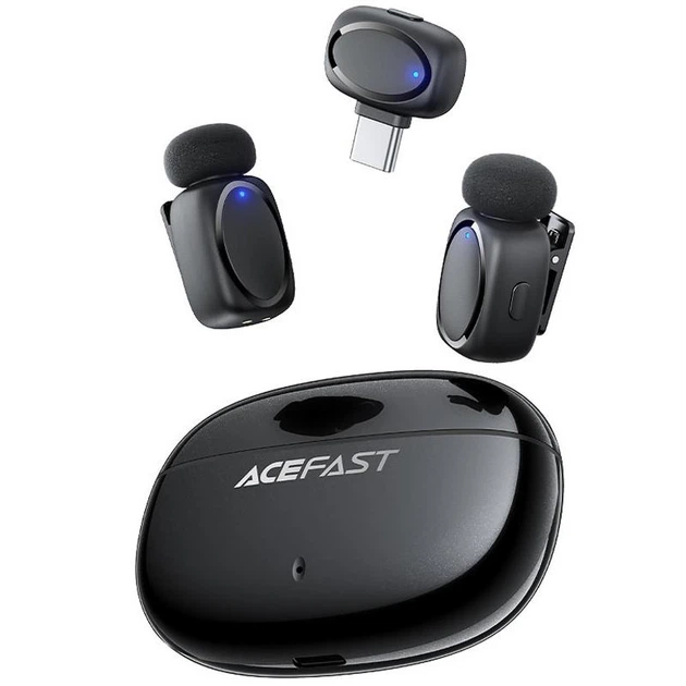 Петличний бездротовий мікрофон Acefast R2 Dual-mic Type-C Black - зображення 2