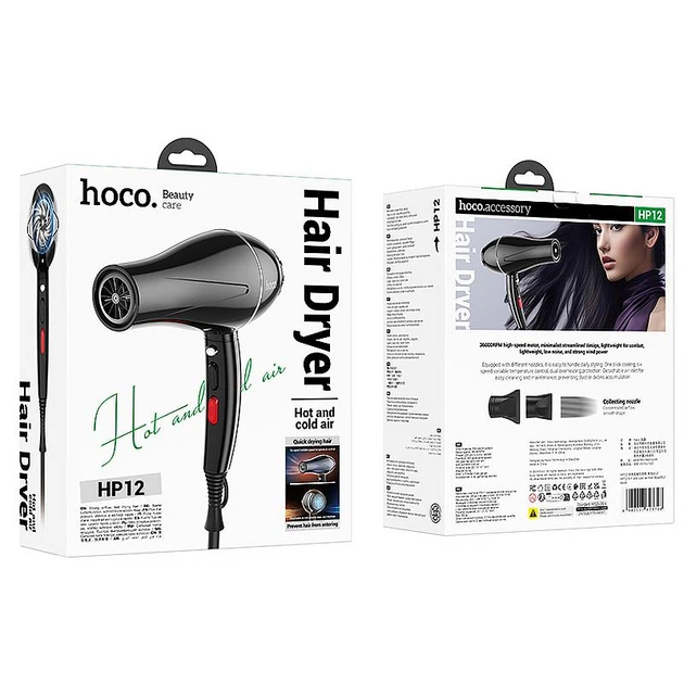 Фен для волосся Hoco HP12 Hot and cold air (1450W) Black - изображение 6