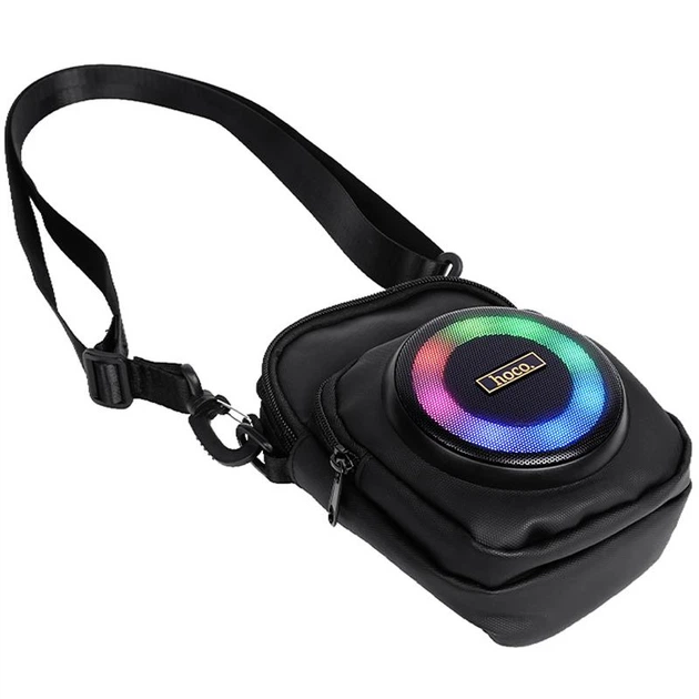 Сумка кросс-боди со встроенной колонкой hoco. HC41 Wave Bass 2-в-1 поддержка Bluetooth 5.4, FM, TF, USB режимов и проводного микрофона , батарея 2500 мАч, что обеспечивает до 3 часов работы Black - Фото 3 Сумка кросс-боди со встроенной колонкой hoco. HC41 Wave Bass 2-в-1 поддержка Bluetooth 5.4, FM, TF, USB режимов и проводного микрофона , батарея 2500 мАч, что обеспечивает до 3 часов работы Black - изображение 3