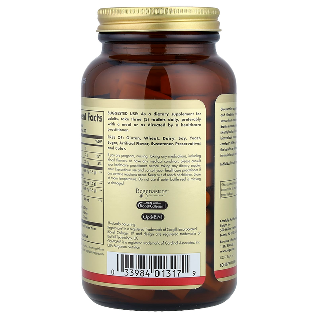 Глюкозамин, хондроитин МСМ и гиалуроновая кислота SOLGAR "Glucosamine Hyaluronic Acid Chondroitin MSМ" хондропротектор (120 таблеток) - изображение 3