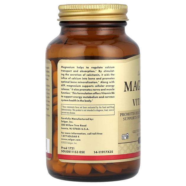 Магній з вітаміном B6 SOLGAR "Magnesium with Vitamin B6" 400 мг та 25 мг (250 таблеток) - зображення 3