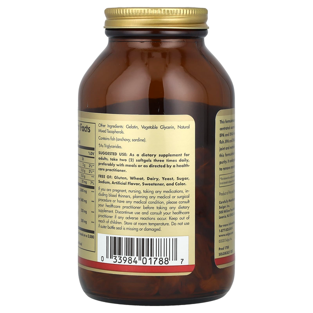 Концентрат риб'ячого жиру з омега-3 SOLGAR "Omega-3 Fish Oil Concentrate" (120 гельових капсул) - зображення 3