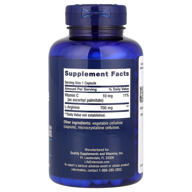 L-аргинин Life Extension "L-Arginine Caps" с витамином С, 700 мг (200 капсул) - изображение 2