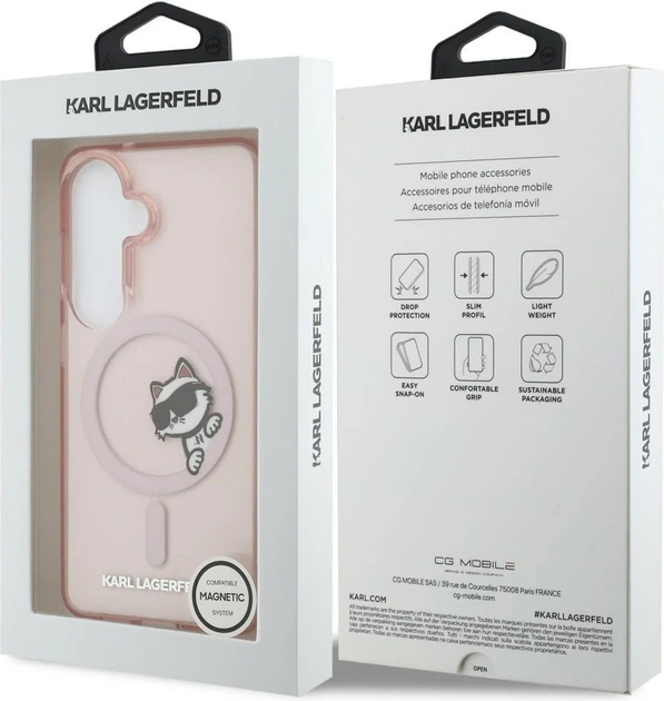 Чохол Karl Lagerfeld IML Peekaboo Choupette MagSafe для Samsung Galaxy S26 Pink (KLHMS26S6HCPSCP) - зображення 8