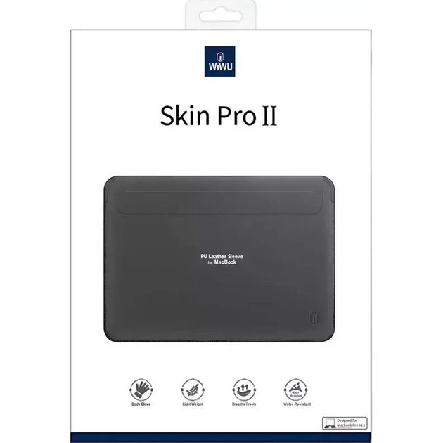 Чехол-карман WiWU Skin Pro II Leather Sleeve для MacBook Air 15" (2023-2025) Black [159611] - изображение 4