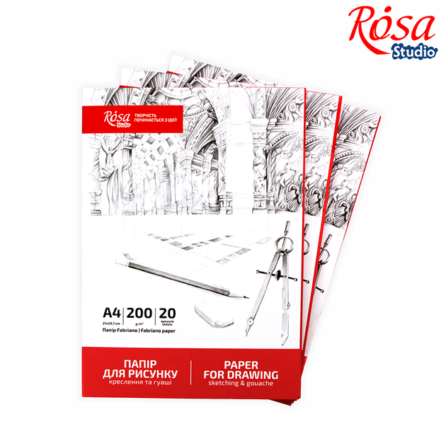 Папка для рисунку та креслення А4 21х29,7см 200г/м2 20л Дрібне зерно ROSA Studio - изображение 2