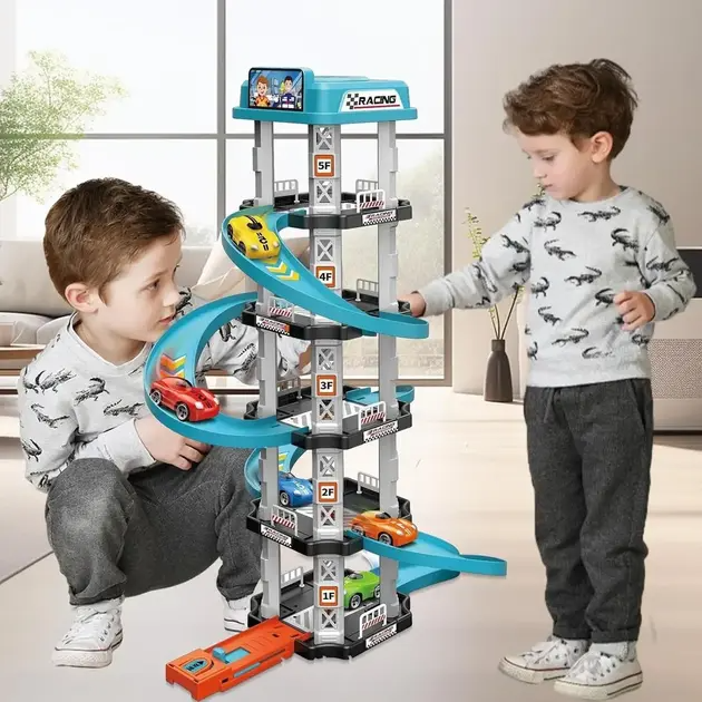 Игровой трек-парковка Щенячий патруль Childrens Rail Car MH2004, 105 деталей, 3 машинки, многоуровневая трасса для детей - Фото 6 Игровой трек-парковка Щенячий патруль Childrens Rail Car MH2004, 105 деталей, 3 машинки, многоуровневая трасса для детей - изображение 6