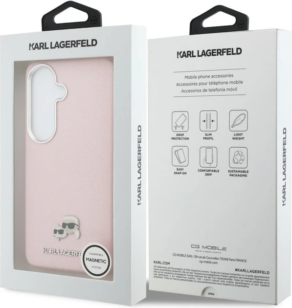 Чохол Karl Lagerfeld Saffiano KC Metal Logo MagSafe для Samsung Galaxy S26 Pink (KLHMS26S6PFKCLP) - зображення 8