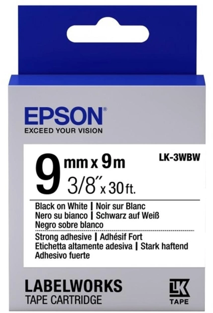 Картридж с лентой Epson LabelWorks LK3WBW Strong Adhesive 9 мм 9 м Black/White (C53S653007)