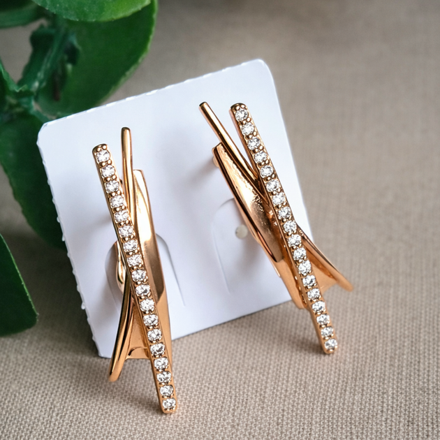 Серьги Xuping Jewelry длина 2.9см медицинское золото позолота 18К цирконий с1641 - Фото 2 Серьги Xuping Jewelry длина 2.9см медицинское золото позолота 18К цирконий с1641 - изображение 2