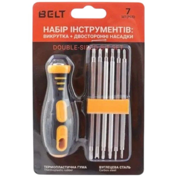 Набор инструментов BELT: отвертка+двухсторонние насадки - 549218 - Фото 1 Набор инструментов BELT: отвертка+двухсторонние насадки - 549218 - изображение 1